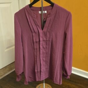 Chic Plum Pleated Women's Blouse